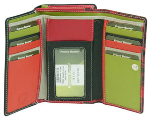 Franco Bonini - 2902 Med Flap Wallet W Zip Around Coin - Rose Print