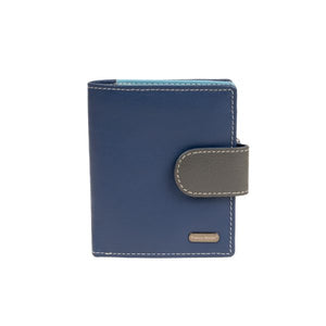 Franco Bonini - 2905 Small Tab Ladies Leather Wallet - Blue Multi