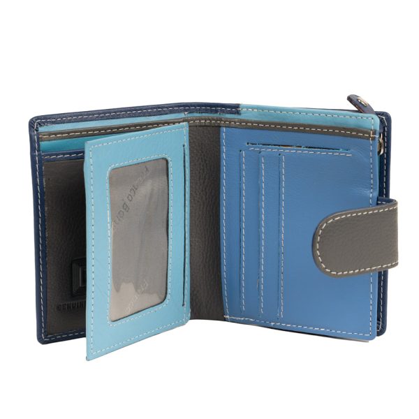 Franco Bonini - 2905 Small Tab Ladies Leather Wallet - Blue Multi