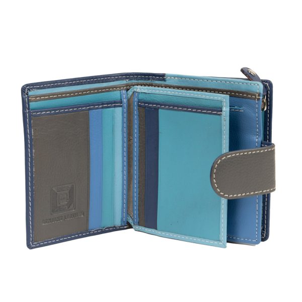 Franco Bonini - 2905 Small Tab Ladies Leather Wallet - Blue Multi