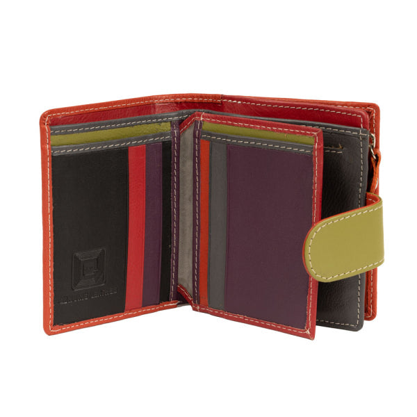 Franco Bonini - 2905 Small Tab Ladies Leather Wallet - Orange Multi