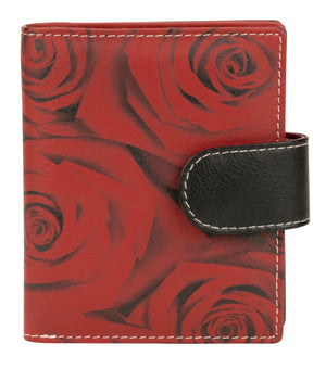 Franco Bonini - 2905 Small Tab Ladies Leather Wallet - Rose Print