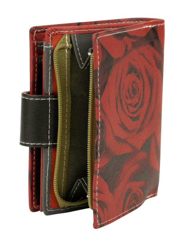 Franco Bonini - 2905 Small Tab Ladies Leather Wallet - Rose Print