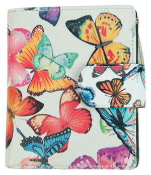 Franco Bonini - 2905 Small Tab Ladies Leather Wallet - Butterfly Print