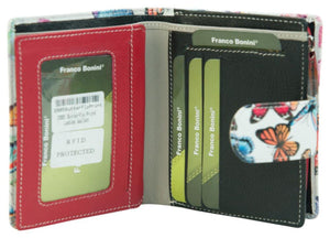 Franco Bonini - 2905 Small Tab Ladies Leather Wallet - Butterfly Print