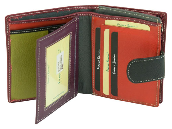 Franco Bonini - 2905 Small Tab Ladies Leather Wallet - Red Multi