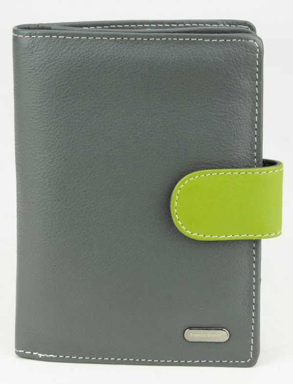 Franco Bonini - 2907 Ladies 22 Card Leather Wallet - Grey Multi