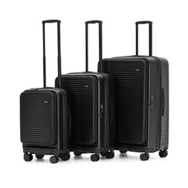 Tosca - ZEN Set of 3 (L-M-S) Top Lid opening Suitcases - Black