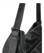 Verona - VTB-0015 2 Strap leather tote zip top - Black