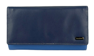Franco Bonini - 4206 Classic Flap Over Ladies Leather Wallet - Blue Multi