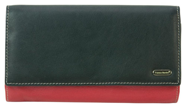 Franco Bonini - 4206 Classic Flap over ladies leather wallet -Black Multi