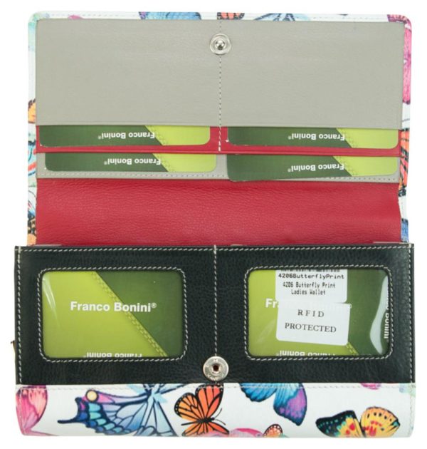 Franco Bonini - 4206 Classic Flap Over Ladies Leather Wallet - Butterfly