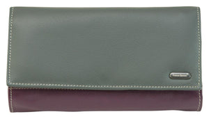 Franco Bonini - 4206 Classic Flap Over Ladies Leather Wallet - Grey Multi