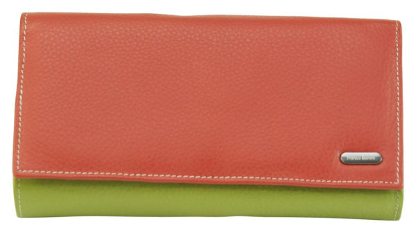 Franco Bonini - 4206 Classic Flap Over Ladies Leather Wallet - Orange Multi