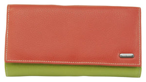 Franco Bonini - 4206 Classic Flap Over Ladies Leather Wallet - Orange Multi