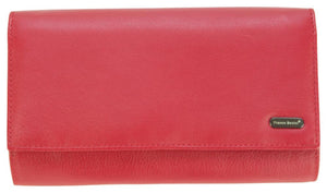 Franco Bonini - 4206 Classic Flap Over Ladies Leather Wallet - Red