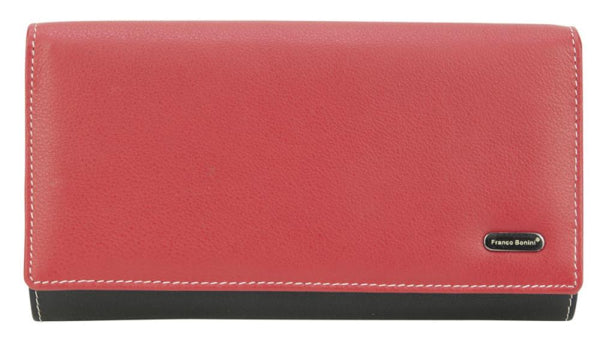 Franco Bonini - 4206 Classic Flap Over Ladies Leather Wallet - Red Multi