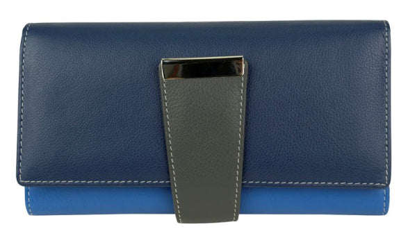 Franco Bonini - 4207 Ladies Large Leather Wallet - Blue Multi