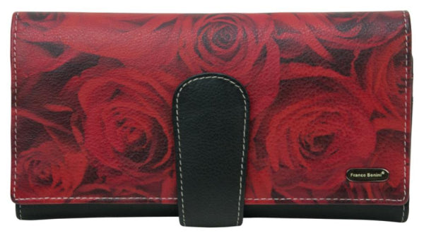 Franco Bonini - 4207 Ladies Large Leather Wallet - Rose Print