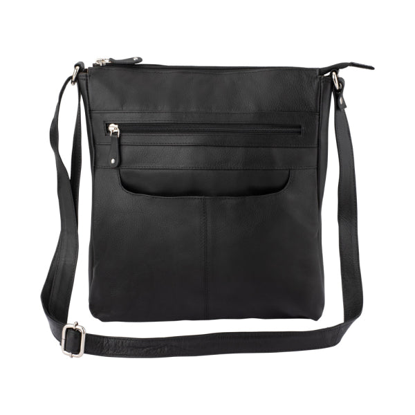 Franco Bonini - 4557 Slim Shoulder Crossbody Leather Bag - Black