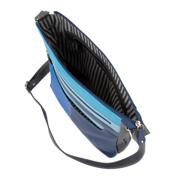 Franco Bonini - 4557 Slim Shoulder Crossbody Leather Bag - Blue Multi-3