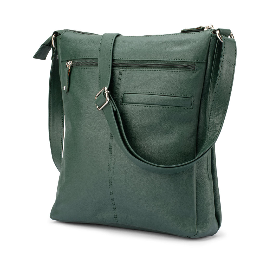 Franco Bonini - 4557 Slim Shoulder Crossbody Leather Bag - Bottle Green-2