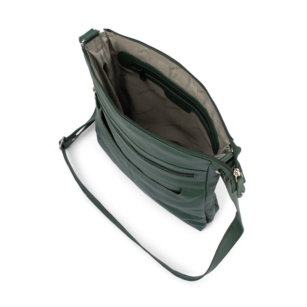 Franco Bonini - 4557 Slim Shoulder Crossbody Leather Bag - Bottle Green