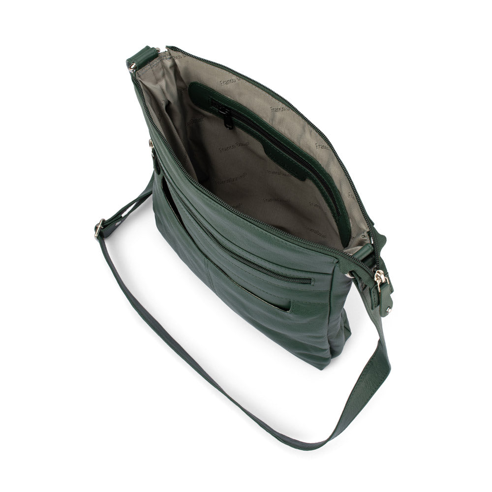 Franco Bonini - 4557 Slim Shoulder Crossbody Leather Bag - Bottle Green-3