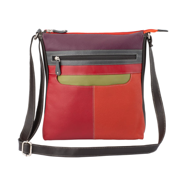 Franco Bonini - 4557 Slim Shoulder Crossbody Leather Bag - Orange Multi