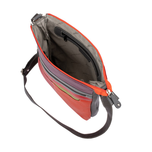 Franco Bonini - 4557 Slim Shoulder Crossbody Leather Bag - Orange Multi-3