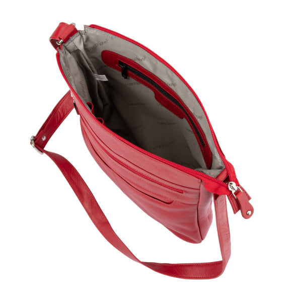 Franco Bonini - 4557 Slim Shoulder Crossbody Leather Bag - Red-3