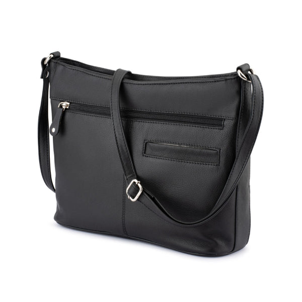 Franco Bonini - 5081 3 Section Leather Handbag - Black