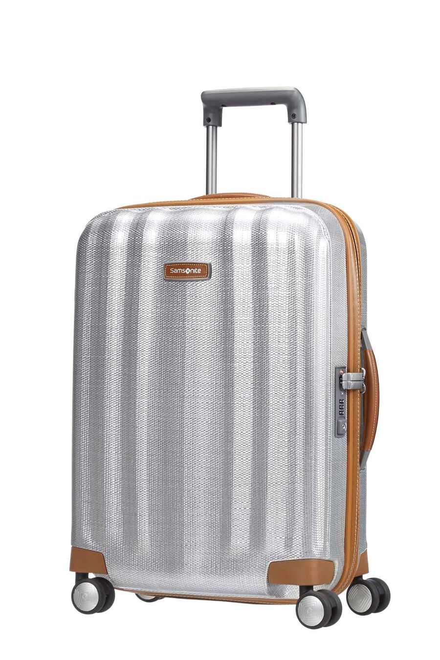 Samsonite - Lite Cube Deluxe 55cm Small 4 Wheel Hard Suitcase - Aluminium — Product view (61242-1004)