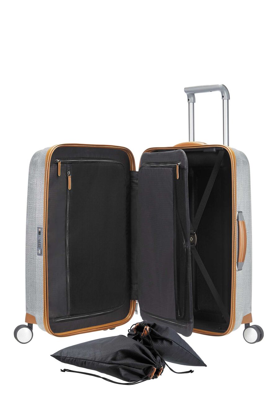 Samsonite - Lite Cube Deluxe 68CM Medium 4 Wheel Hard Suitcase - Aluminium — Product view (61243-1004)