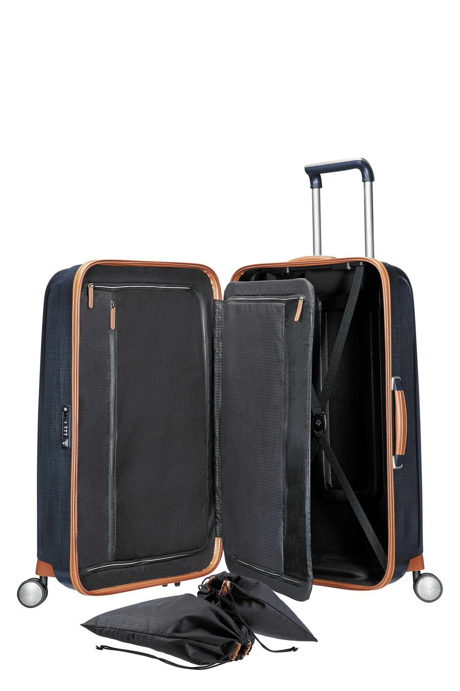 Samsonite - Lite Cube Deluxe 68CM Medium 4 Wheel Hard Suitcase - Midnight Blue — Product view (61243-1549)