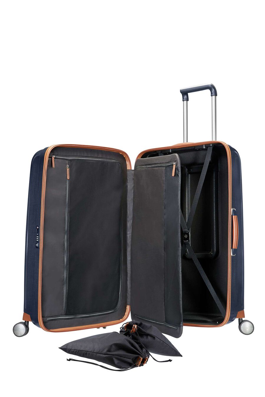 Samsonite - Lite Cube Deluxe 76CM Large 4 Wheel Hard Suitcase - Midnight Blue — Product view (61244-1549)