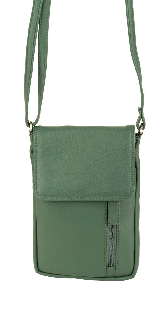 Franco Bonini 7020 - Leather small crossbody phone bag - Bottle Green