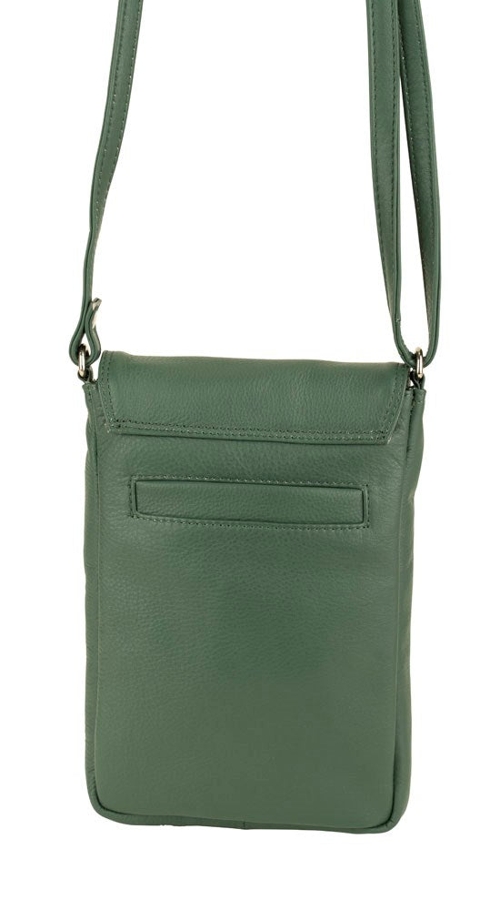 Franco Bonini 7020 - Leather small crossbody phone bag - Bottle Green