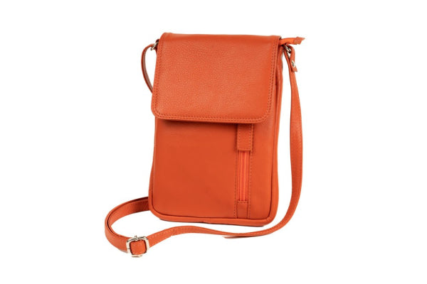 Franco Bonini 7020 - Leather small crossbody phone bag - Orange