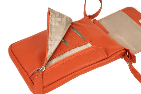 Franco Bonini 7020 - Leather small crossbody phone bag - Orange