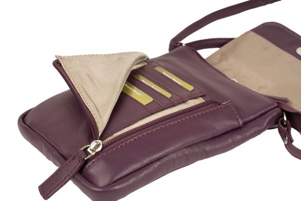 Franco Bonini 7020 - Leather small crossbody phone bag - Purple - 0