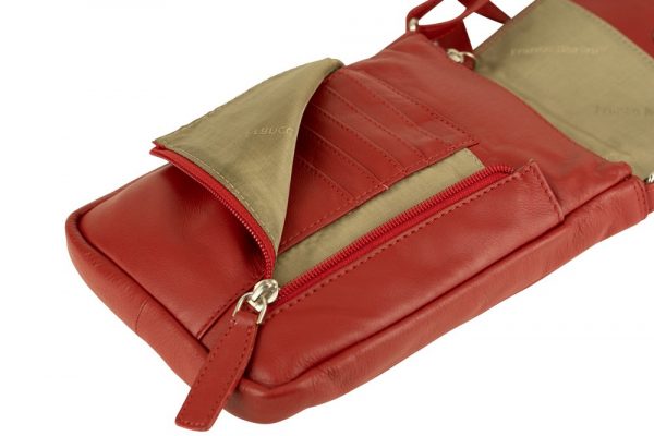 Franco Bonini 7020 - Leather Small Crossbody Phone Bag - Red