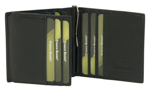 Franco Bonini - 846 12 Card Money Clip Mens Wallet - Black