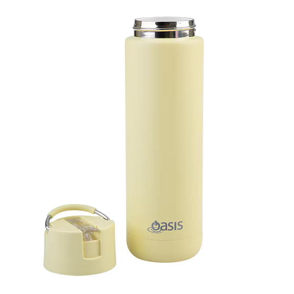 Oasis - 8867 MODA 700Ml Ceramic tripple wall insulated Bottle w Straw - Daffodil