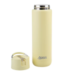 Oasis - 8867 MODA 700Ml Ceramic tripple wall insulated Bottle w Straw - Daffodil