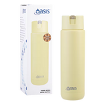 Oasis - 8867 MODA 700Ml Ceramic tripple wall insulated Bottle w Straw - Daffodil