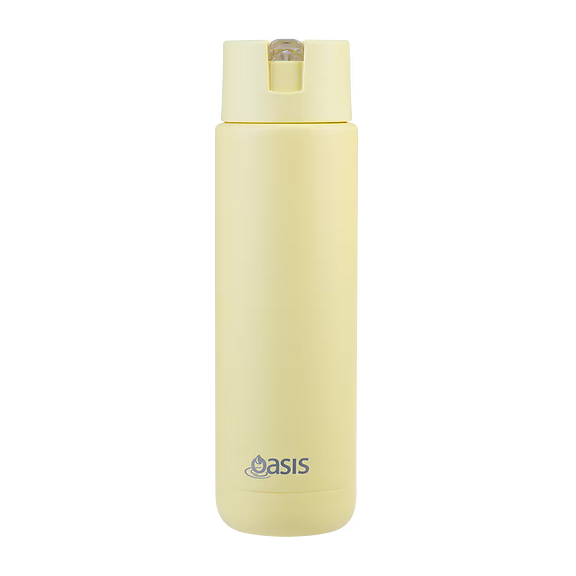 Oasis - 8867 MODA 700Ml Ceramic tripple wall insulated Bottle w Straw - Daffodil