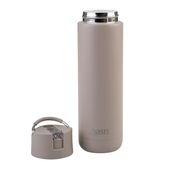 Oasis - 8867 MODA 700Ml Ceramic tripple wall insulated Bottle w Straw - Latte