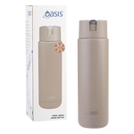 Oasis - 8867 MODA 700Ml Ceramic tripple wall insulated Bottle w Straw - Latte