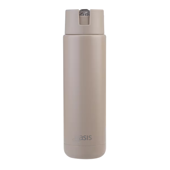 Oasis - 8867 MODA 700Ml Ceramic tripple wall insulated Bottle w Straw - Latte